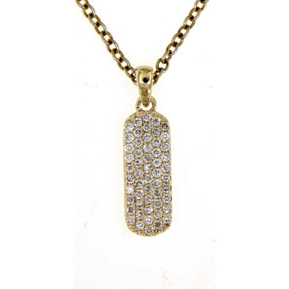 Cluster Diamond Straight Bar Fine Pendant Yellow Gold
